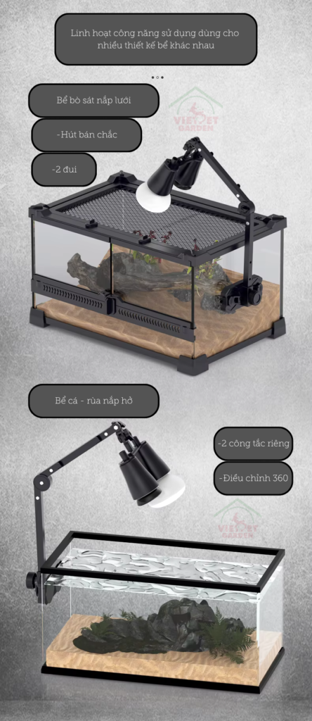 Kẹp đèn đôi cho bò sát Nomoy Vietpetgarden 